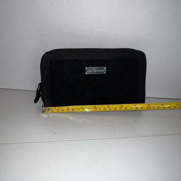 Vera Bradley Black Quilted Wallet Zebra Print Interior Multi Compartment Bag - Picture 2 of 7